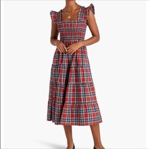 Hill House Red Tartan Ellie Midi Dress